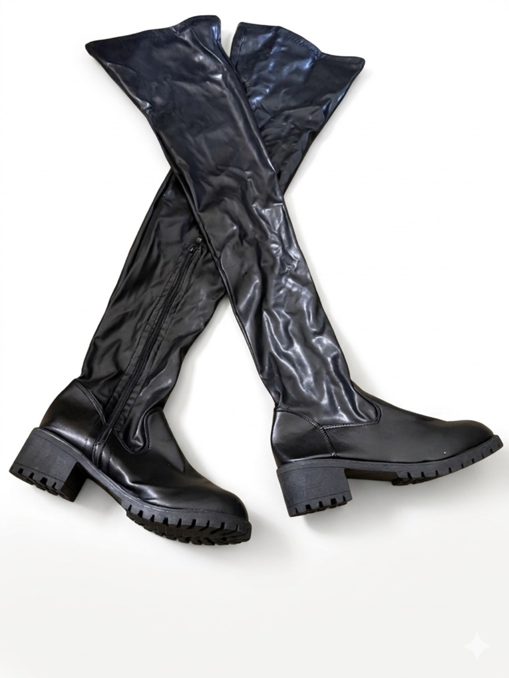 LuxeStretch Thigh-High Platform Boots